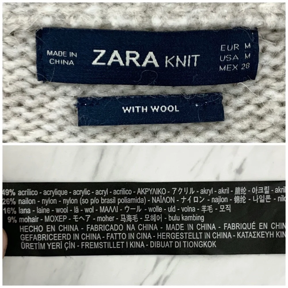 Zara- Oatmeal Lace Up Wool Blend Sweater Med - Picture 10 of 10